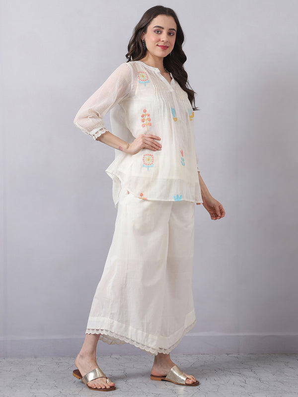 Pintuck Detail Short Kota Doria Kurta