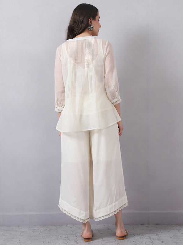 Pintuck Detail Short Kota Doria Kurta