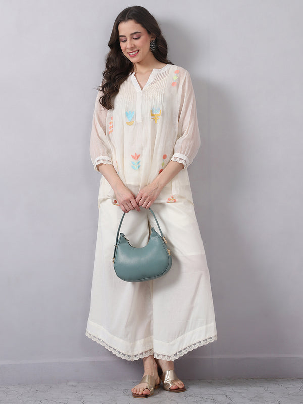 Pintuck Detail Short Kota Doria Kurta