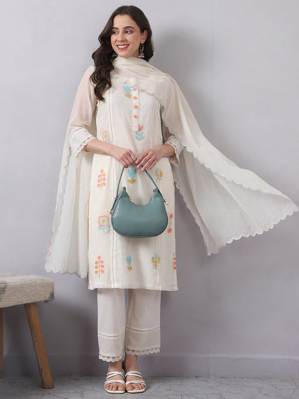 Straight Kota Doria Kurta Set with Dupatta