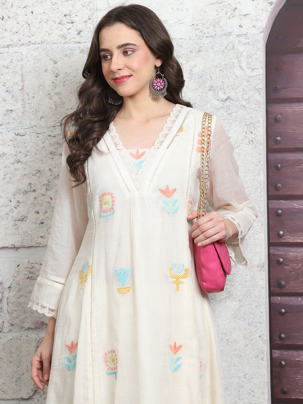 A-Line Kota Doria Kurta Set
