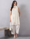 Sleeveless Kota Doria Kurta Set with Dupatta