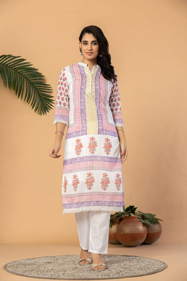 Block Printed Straight Kurta Set
