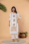 Floral Block Print Straight Suit Set