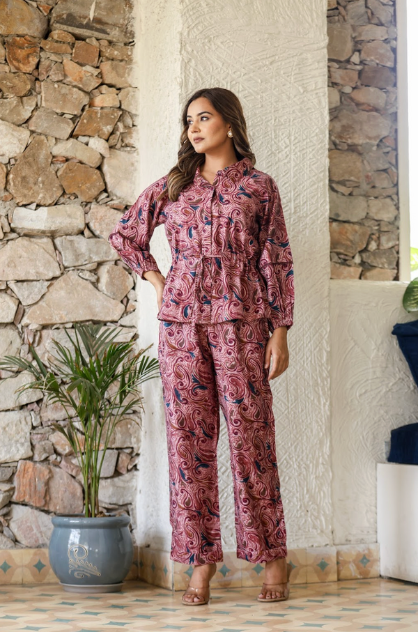 Cream Multi-Floral Relaxed Fit Coord Set