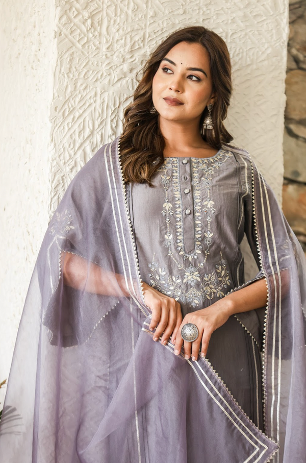 Digital Printed Pintuck Kurta & Sharara Set in Gazzi Silk