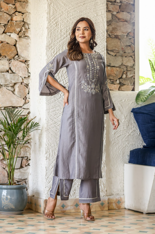 Digital Printed Pintuck Kurta & Sharara Set in Gazzi Silk