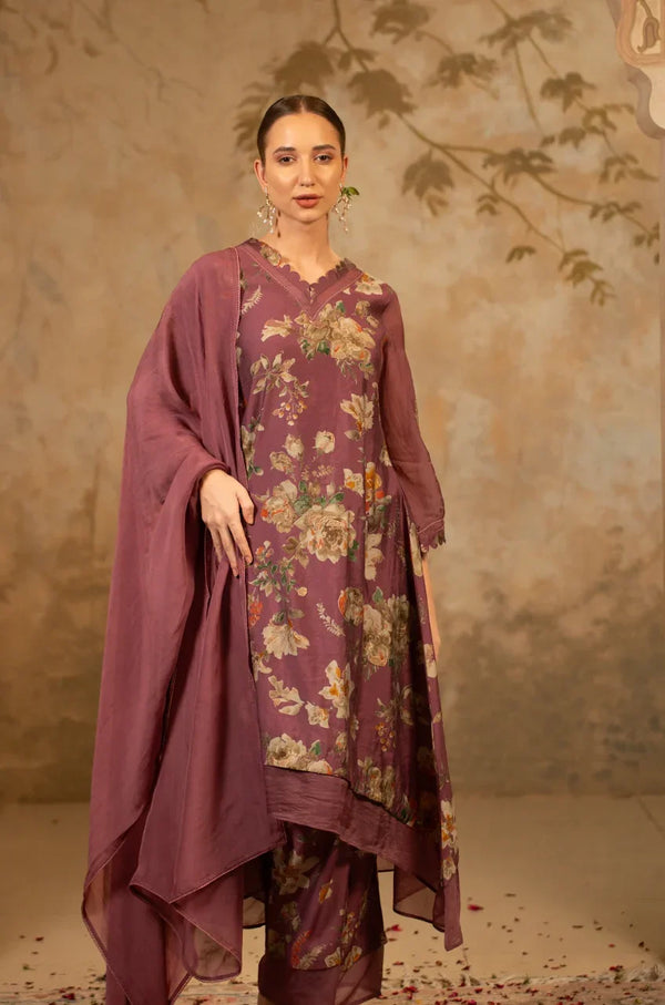 Floral A-Line Kurta Set with Dupatta