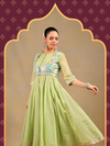 Pista Green Anarkali Set with Embroidered Jacket