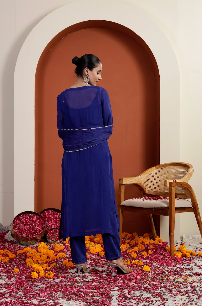 Hand-Embroidered Silk-Organza 2-Piece Kurta Set