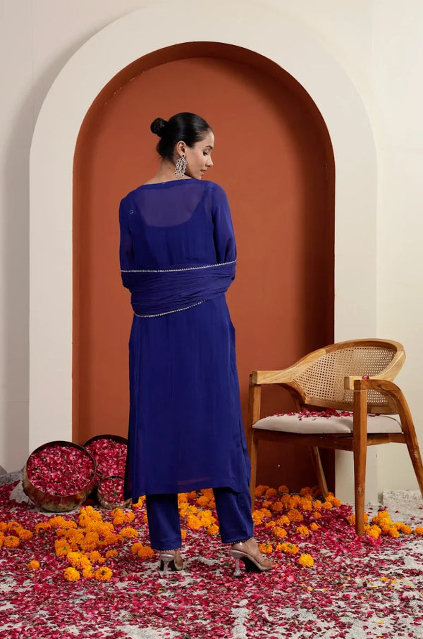 Hand-Embroidered Silk-Organza 2-Piece Kurta Set