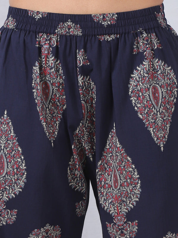 Blue and Maroon Sleeveless Kurta Set