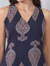 Blue and Maroon Sleeveless Kurta Set