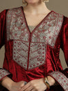 Choga Style Mehroon Farshi Salwaar Set with Dupatta