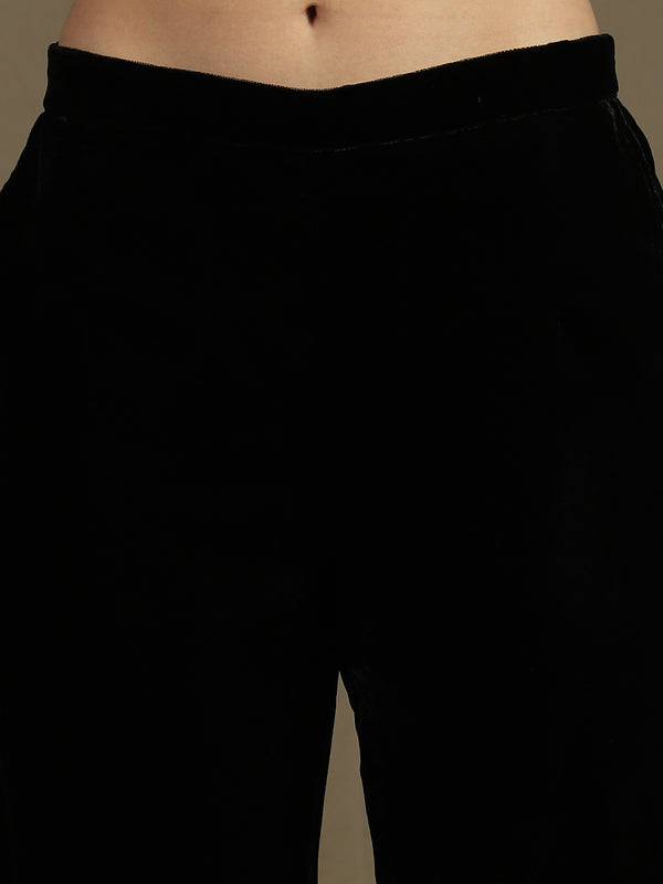 Black Micro Velvet Kaftan Set