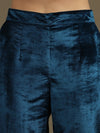 Straight Fit Teal Blue Velvet Kurti Set with Organza Dupatta