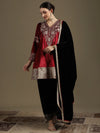 Choga Style Mehroon & Black Farshi Salwaar Set with Dupatta