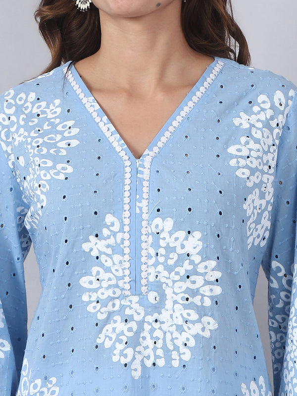 Powder Blue Embroidered Farshi Salwar Set