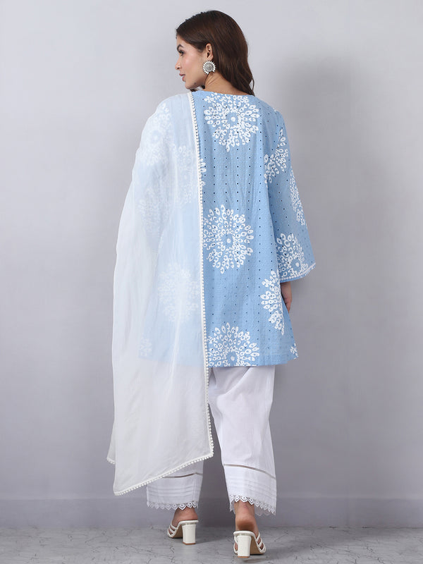 Powder Blue Embroidered Farshi Salwar Set