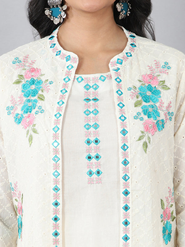 Premium Multi Embroidered Jacket Kurta Set