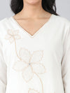 White Floral Embroidered Kurta Set