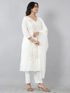 White Floral Embroidered Kurta Set