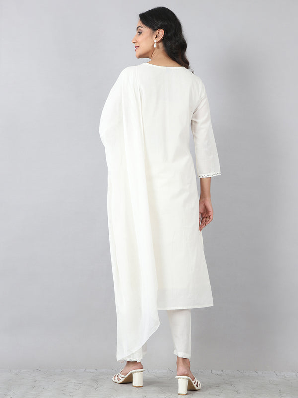 Elegant White Floral Kurta Set