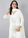 Elegant White Floral Kurta Set
