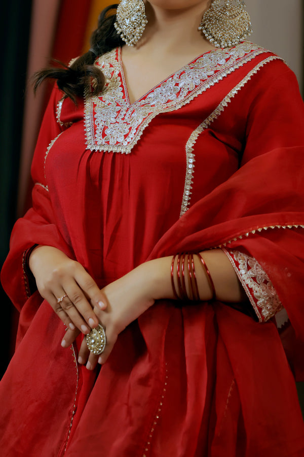 Viscose Shantoon Peplum Top & Pants 3-Piece Set