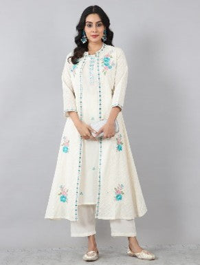 Premium Multi Embroidered Jacket Kurta Set