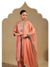 Blush Pink Tissue-Silk Suit Set with Zardozi Embroidery