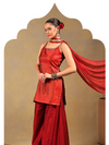 Maroon Brocade Short Kurti Set with Sharara Pants