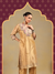 Golden Tissue-Silk Suit Set with Paisley Detailing