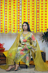Viscose Muslin Straight Kurta & Pants 3-Piece Set with Organza Dupatta