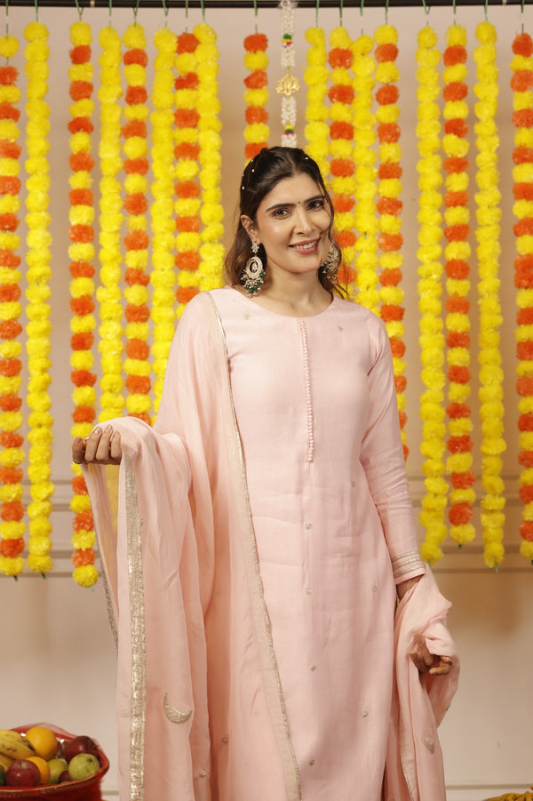 Shimmer Patch Detailed Straight Suit Set