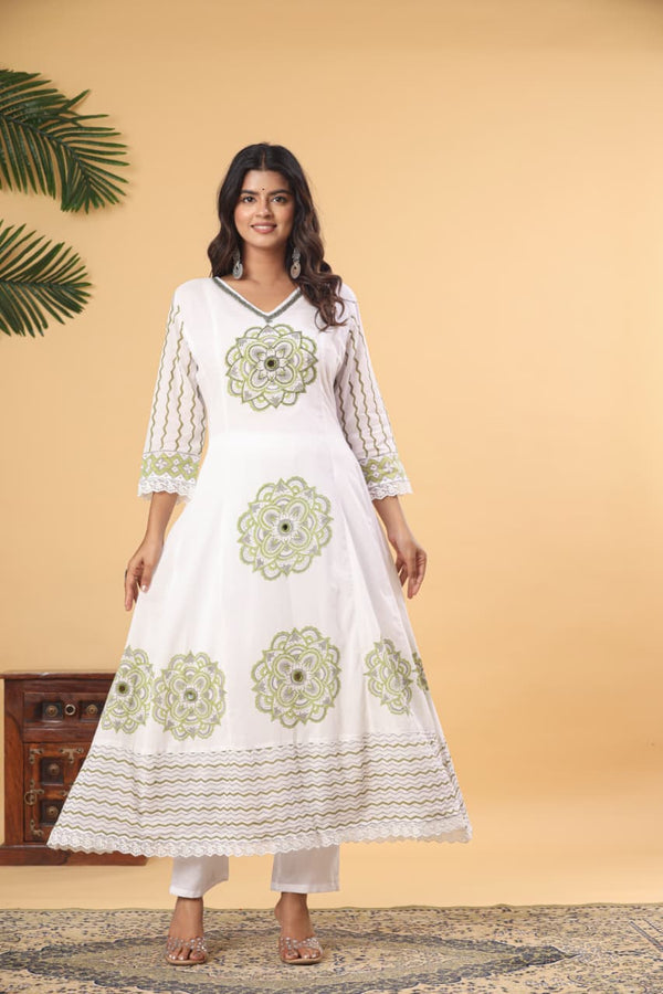 Block Print Anarkali Suit Set