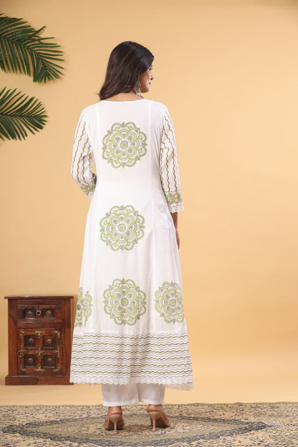Block Print Anarkali Suit Set