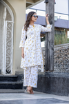 Yellow Printed Rayon 2-Piece Suit Set with Foil Accents