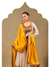 Mustard & Off-White Brocade Suit Set with Lace Jacket