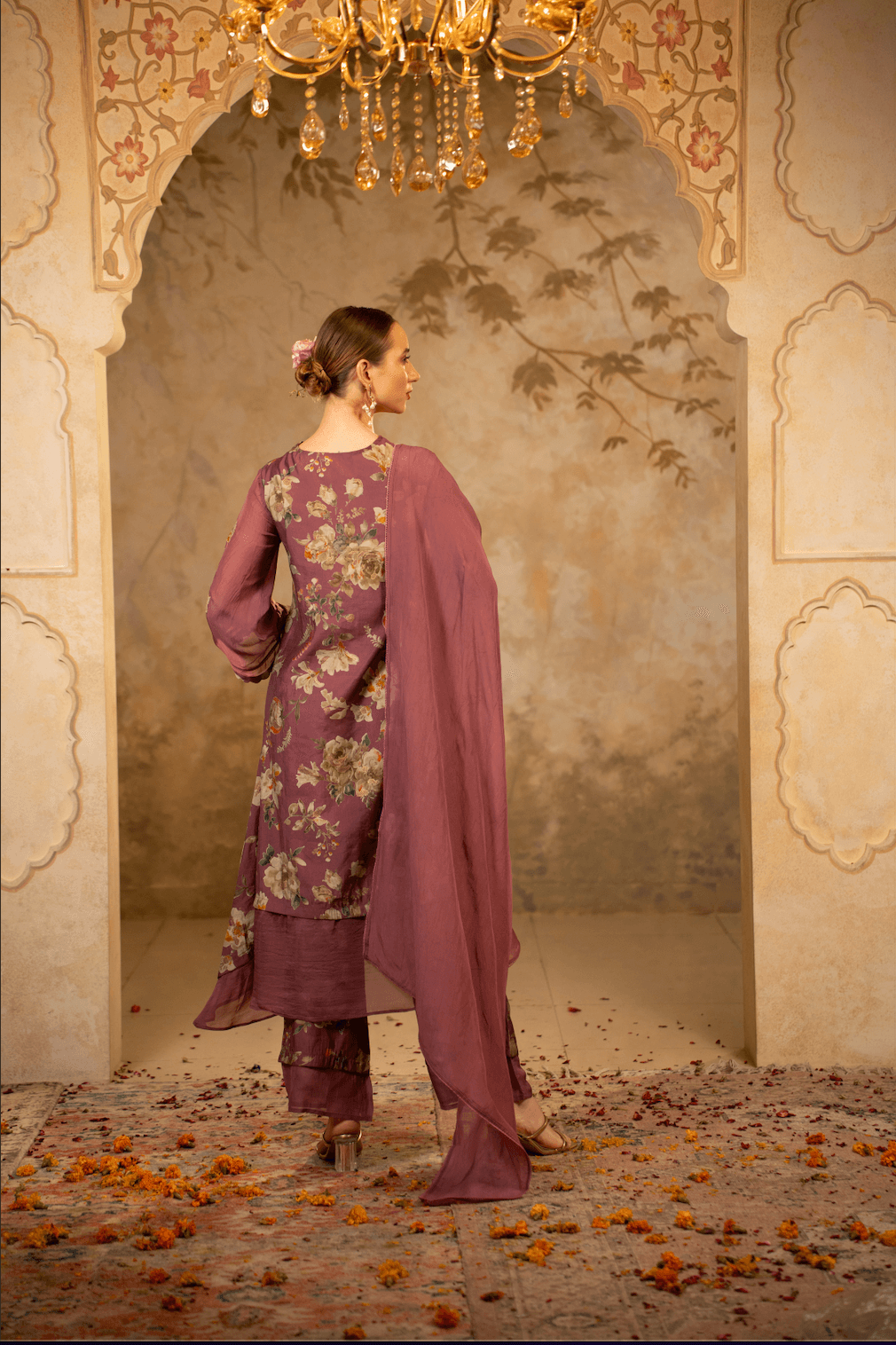 Floral A-Line Kurta Set with Dupatta