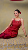 Maroon Brocade Short Kurti Set with Sharara Pants